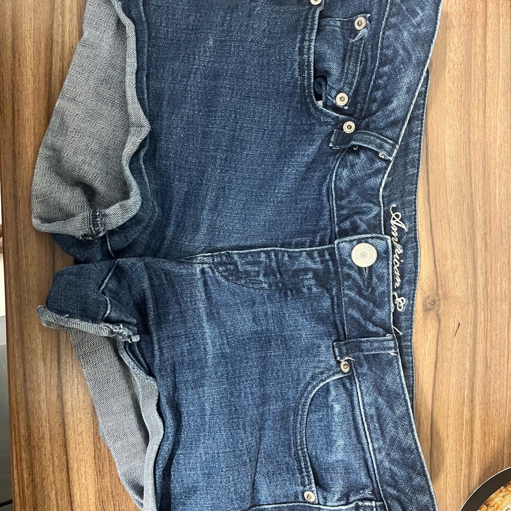 American Eagle Outfitters Blue Jean Shorts Raw Hem